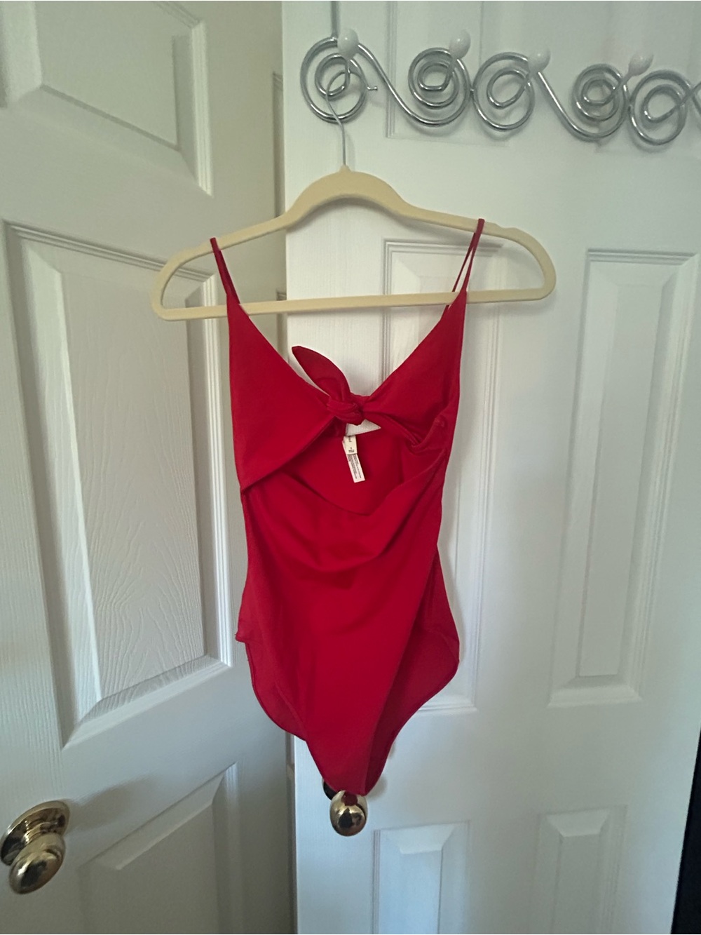 Babaton Red Knot-Front Bodysuit